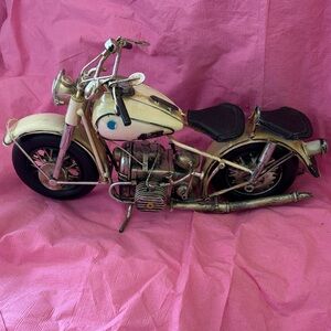 Vintage Cream and Black Motorcycle Model